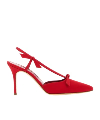 Manolo Blahnik Pointed High Heel Sandals In Red