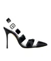 Manolo Blahnik Uxra 105 Patent-leather And Pvc Slingback Pumps In Black