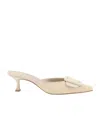 Manolo Blahnik Natural Velvet Maysale Heels In Nude