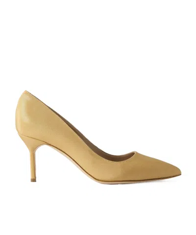 Manolo Blahnik Bb 70 Grosgrain Pumps In Gold