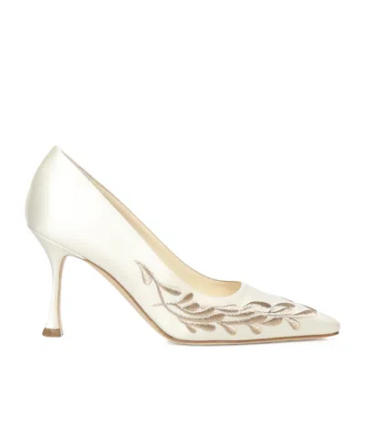 Manolo Blahnik Pointed High Heels In White
