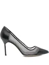 Manolo Blahnik Pointed Mesh Pumps In Black