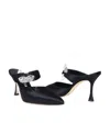 Manolo Blahnik Pointed Shoes With Exposed Heels In Black