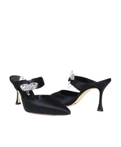 Manolo Blahnik Pointed Shoes With Exposed Heels In Black