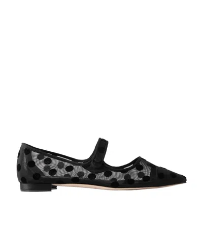 Manolo Blahnik Pointed Toe Ballet Flats In Black