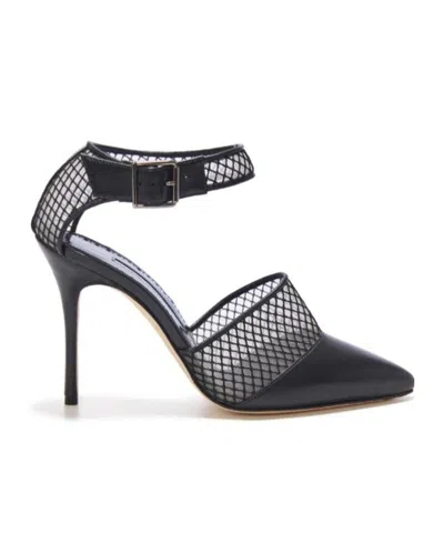 Manolo Blahnik Pointed Toe Flat Sandals In Black