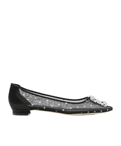 Manolo Blahnik Pointed Toe Flats In Black