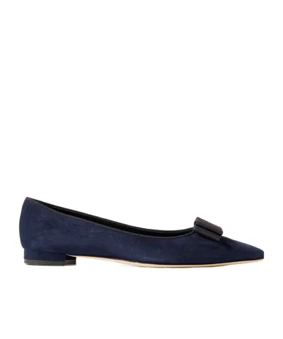 Manolo Blahnik Pointed Toe Flats In Blue