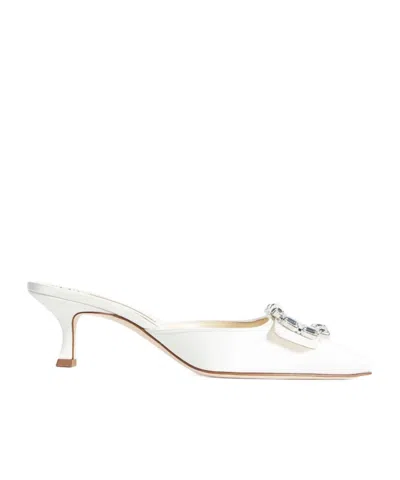 Manolo Blahnik Pointed-toe High-heeled Sandals In White