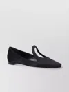 Manolo Blahnik Pointed Toe Satin Finish Ballerina Shoes In Black