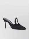 Manolo Blahnik Pointed Toe Satin Finish Stiletto Heel Mules