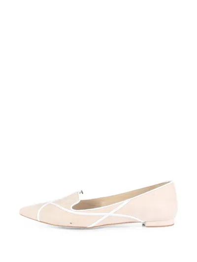 Pre-owned Manolo Blahnik Pointed-toe Flat Pumps In Neutral