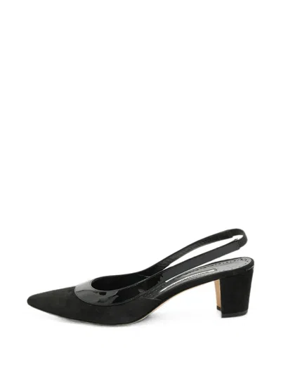 Pre-owned Manolo Blahnik Pointed-toe Slingback Mules In Black