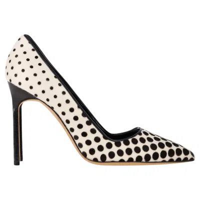 Manolo Blahnik Polka Dot Pumps In Black And White Pony Hair