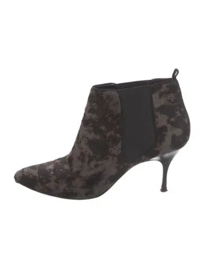 Pre-owned Manolo Blahnik Ponyhair Animal Print Chelsea Boots In Brown