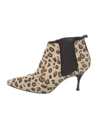 Pre-owned Manolo Blahnik Ponyhair Animal Print Chelsea Boots In Neutral