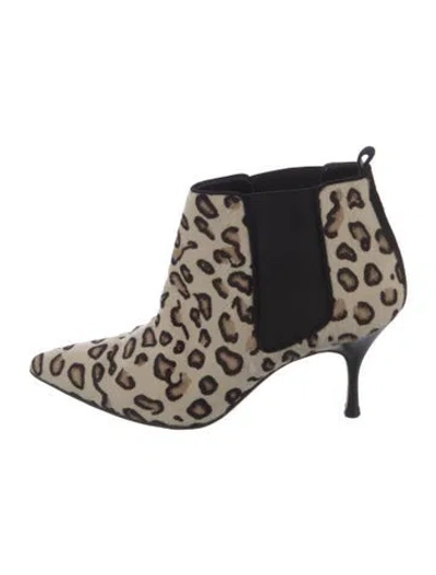 Pre-owned Manolo Blahnik Ponyhair Animal Print Chelsea Boots In Neutral