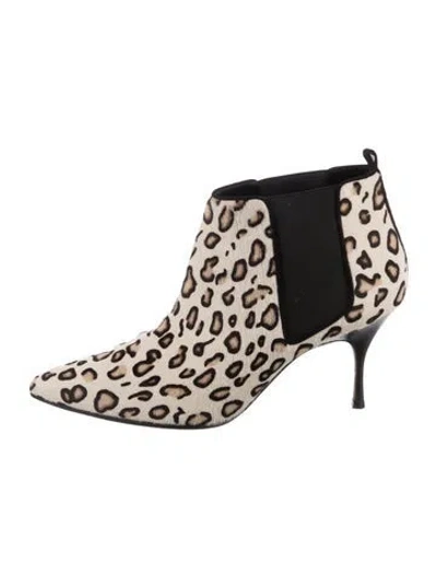 Pre-owned Manolo Blahnik Ponyhair Animal Print Chelsea Boots In Neutrals