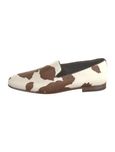 Pre-owned Manolo Blahnik Ponyhair Animal Print Loafers In Brown