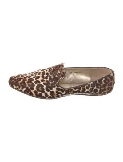 Pre-owned Manolo Blahnik Ponyhair Animal Print Loafers In Neutral