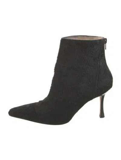 Pre-owned Manolo Blahnik Ponyhair Boots In Black