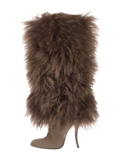 Pre-owned Manolo Blahnik Ponyhair Boots In Brown