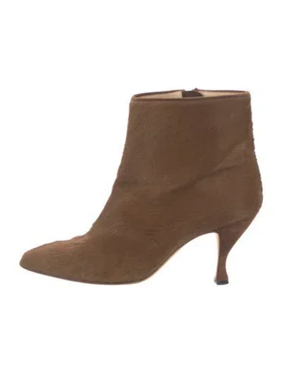 Pre-owned Manolo Blahnik Ponyhair Boots In Brown
