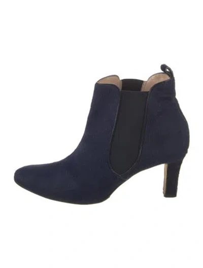 Pre-owned Manolo Blahnik Ponyhair Chelsea Boots In Blue