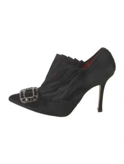 Pre-owned Manolo Blahnik Ponyhair Mules In Black