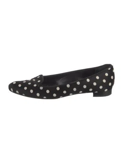 Pre-owned Manolo Blahnik Ponyhair Polka Dot Print Ballet Flats In Black