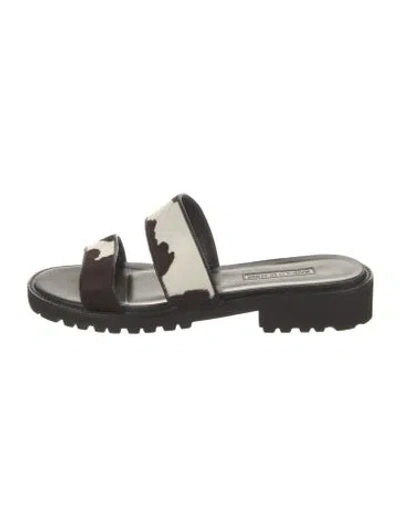 Pre-owned Manolo Blahnik Ponyhair Slides In Black
