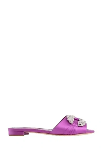 Manolo Blahnik Pralina Capri Jewel Embellished Slides In Purple