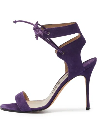 Pre-owned Manolo Blahnik  100mm Laramod Lace-up Sandals