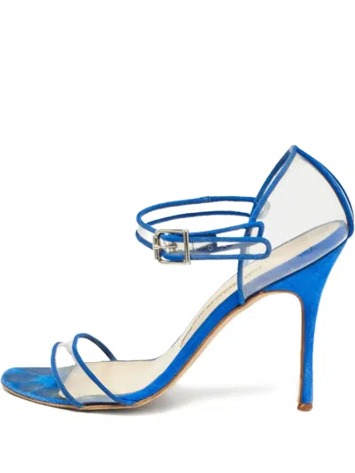 Pre-owned Manolo Blahnik  110mm Ferson Transparent-strap Stiletto Sandals