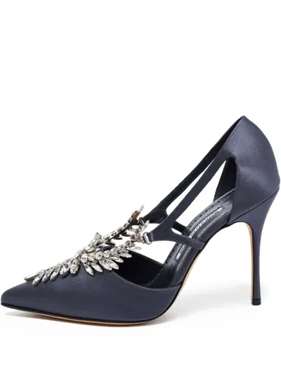 Pre-owned Manolo Blahnik  110mm Lala Crystal-embellished Pointed-toe Pumps