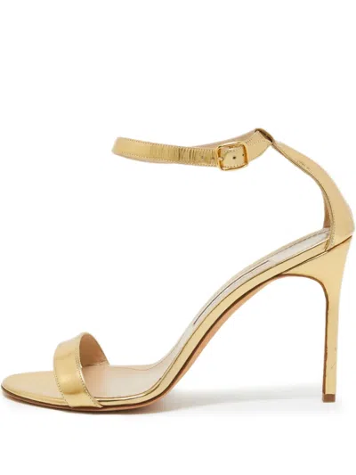 Pre-owned Manolo Blahnik  110mm Metallic Leather Sandals