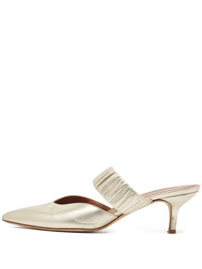 Pre-owned Manolo Blahnik  60mm Metallic Leather Mules