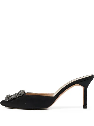 Pre-owned Manolo Blahnik  80mm Crystal-embellished Mules