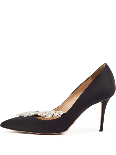 Pre-owned Manolo Blahnik  90mm Nadira Crystal-embellishment Stiletto Pumps