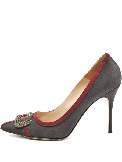 Pre-owned Manolo Blahnik  Gotrian Jeweled Buckle Pumps