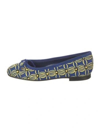 Pre-owned Manolo Blahnik Printed Flats In Blue
