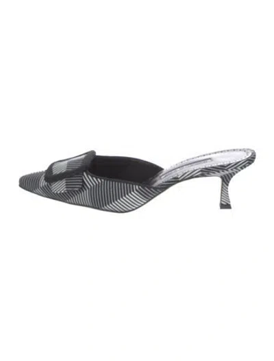 Pre-owned Manolo Blahnik Printed Mules In Black