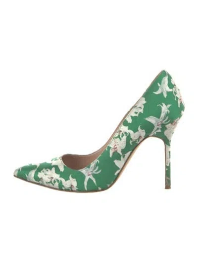 Pre-owned Manolo Blahnik Printed Pumps In Green