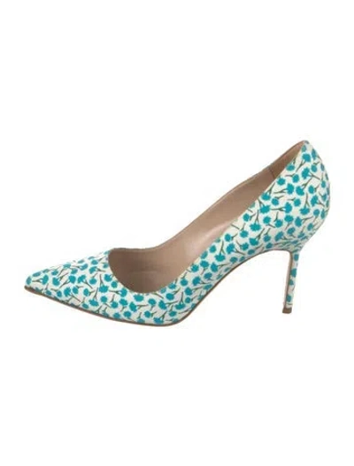 Pre-owned Manolo Blahnik Printed Pumps In White