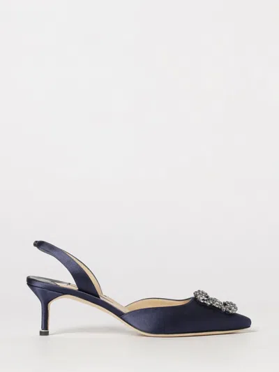 Manolo Blahnik Hangisli Crystal-buckle Slingback Pumps In Blue