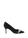 Manolo Blahnik Asapump 70 Crystal-embellished Satin Pumps In Black