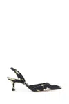 Manolo Blahnik 50mm Carolyne Floral Slingback Pumps In Black