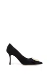 Manolo Blahnik Hangisi 50 Fmc Crystal-embellished Satin Pumps In Black