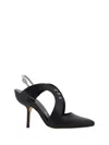 Manolo Blahnik Leather Jijara Slingbacks With Contrasting Details 10cm In Black