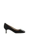 Manolo Blahnik Hangisi 90 Black Satin Pumps In Blck